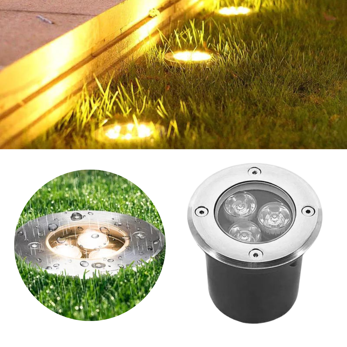 Balizador Spot Led SMD Blindado De 3W Branco Quente Bivolt IP66 De Embutir Em Piso Chão Gramado Jard