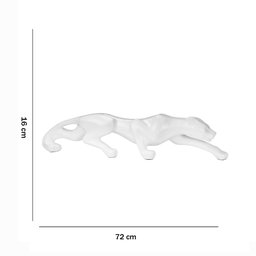 Escultura Decorativa Pantera Ataque em Cerâmica Branco 16x72x10 cm - D'Rossi - 5