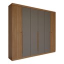 Ver imagem 1 de Guarda-Roupa Casal Genebra 6 Portas 4 Gavetas Ripado Jatoba/Grafite - Panorama Móveis