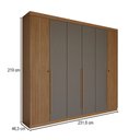 Ver imagem 2 de Guarda-Roupa Casal Genebra 6 Portas 4 Gavetas Ripado Jatoba/Grafite - Panorama Móveis