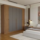 Ver imagem 3 de Guarda-Roupa Casal Genebra 6 Portas 4 Gavetas Ripado Jatoba/Grafite - Panorama Móveis
