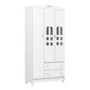 Ver imagem 1 de Guarda Roupa Infantil Provençal 3 Portas com Gavetas Lisa Branco Brilho Carolina Baby