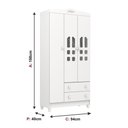 Ver imagem 4 de Guarda Roupa Infantil Provençal 3 Portas com Gavetas Lisa Branco Brilho Carolina Baby