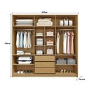 Ver imagem 3 de Guarda Roupa Casal 2,43m com 6 Portas de Vidro Fumê 100% Mdf Cor:carvalho Mel