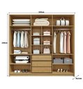 Ver imagem 3 de Guarda Roupa Casal 2,43m com 6 Portas de Vidro Fumê 100% Mdf Cor:carvalho Mel