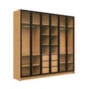 Ver imagem 2 de Guarda Roupa Casal 2,43m com 6 Portas de Vidro Fumê 100% Mdf Cor:carvalho Mel