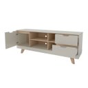 Ver imagem 6 de Rack Michigan Off White/carvalho para Tv até 60 Polegadas 04 Portas 02 Gavetas e Pés de Madeira - Ar
