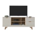 Ver imagem 2 de Rack Michigan Off White/carvalho para Tv até 60 Polegadas 04 Portas 02 Gavetas e Pés de Madeira - Ar