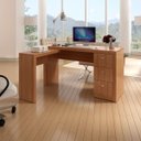 Ver imagem 2 de Mesa de Canto para Escritório em L Angular com 3 Gavetas Amêndoa