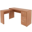 Ver mais imagens de Mesa de Canto para Escritório em L Angular com 3 Gavetas Amêndoa