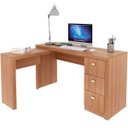 Ver imagem 1 de Mesa de Canto para Escritório em L Angular com 3 Gavetas Amêndoa