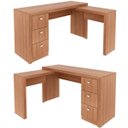 Ver imagem 5 de Mesa de Canto para Escritório em L Angular com 3 Gavetas Amêndoa