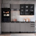 Ver imagem 1 de Cozinha Modulada Completa 5 Peças 270cm 12 Portas 2 Gavetas com Tampo Mônaco Cinza Chumbo/Titânio