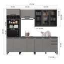 Ver imagem 4 de Cozinha Modulada Completa 5 Peças 270cm 12 Portas 2 Gavetas com Tampo Mônaco Cinza Chumbo/Titânio
