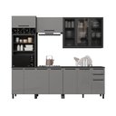 Ver imagem 3 de Cozinha Modulada Completa 5 Peças 270cm 12 Portas 2 Gavetas com Tampo Mônaco Cinza Chumbo/Titânio