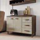 Ver imagem 1 de Balcão Modulado para Cozinha com Tampo Fidelitá Lisboa 120cm 2 Portas 3 Gavetas Noce/off-white