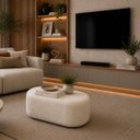 Ver imagem 1 de Puff Star Decorativo Bouclé Curvo para Sala e Recepção Luxo:Off White/Bouclé