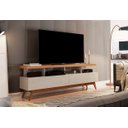 Ver imagem 2 de Rack Retrô Tv até 72 Polegadas Pés de Madeira 2 Gavetas 4 Nichos Vivare Wood 1.60:off White/nature
