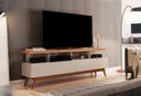 Ver imagem 2 de Rack Retrô Tv até 72 Polegadas Pés de Madeira 2 Gavetas 4 Nichos Vivare Wood 1.60:off White/nature