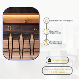 Kit 6 Banquetas para Cozinha Banco Alto Junco Argila Balcão Ilha Bancada Bares Piscina Área Gourmet - 3
