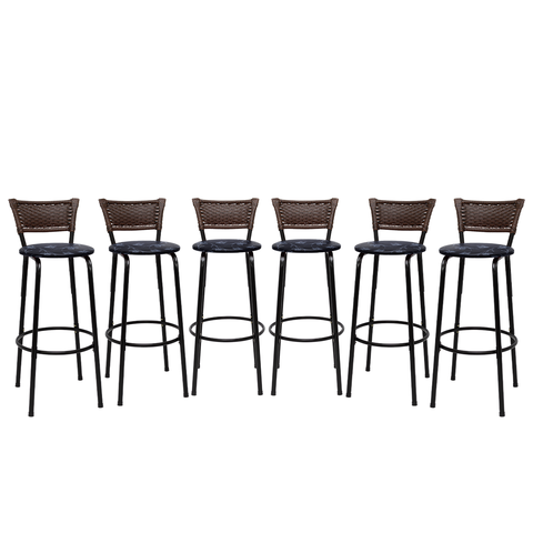 Kit 6 Banquetas para Cozinha Banco Alto Junco Argila Balcão Ilha Bancada Bares Piscina Área Gourmet