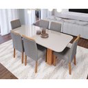 Ver imagem 3 de Sala de Jantar Mesa Ester 1,80 com 6 Cadeiras Clarice Wood Cinamomo/off/mad/linho Grafite Cimol Mesa