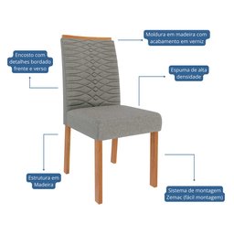 Sala de Jantar Mesa Ester 1,80 com 6 Cadeiras Clarice Wood Cinamomo/off/mad/linho Grafite Cimol Mesa - 7 Sala de Jantar Mesa Ester 1,80 com 6 Cadeiras Clarice Wood Cinamomo/off/mad/linho Grafite Cimol Mesa - 7