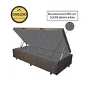 Ver imagem 1 de Base Box Baú Solteirão Luxo Blindado AColchoes Suede Marrom 41x96x203