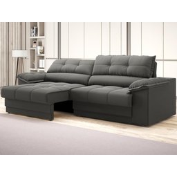 Sofá com Carregador Usb e Molas no Assento Retrátil Reclinável Mimo 2,00m Velosuede Cinza - Netsofas - 1