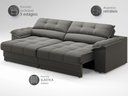 Ver imagem 4 de Sofá com Carregador Usb e Molas no Assento Retrátil Reclinável Mimo 2,00m Velosuede Cinza - Netsofas