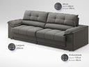 Ver imagem 2 de Sofá com Carregador Usb e Molas no Assento Retrátil Reclinável Mimo 2,00m Velosuede Cinza - Netsofas
