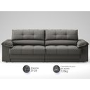 Ver imagem 3 de Sofá com Carregador Usb e Molas no Assento Retrátil Reclinável Mimo 2,00m Velosuede Cinza - Netsofas