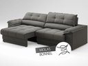 Ver imagem 5 de Sofá com Carregador Usb e Molas no Assento Retrátil Reclinável Mimo 2,00m Velosuede Cinza - Netsofas