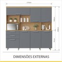 Ver imagem 3 de Cozinha 7 Portas 2 Gavetas Nobreza 100 MDF 210cm Carvalho Titanio Nesher Móveis
