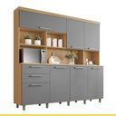 Ver imagem 7 de Cozinha 7 Portas 2 Gavetas Nobreza 100 MDF 210cm Carvalho Titanio Nesher Móveis