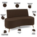 Ver imagem 7 de Sofá Chaise Living 2 Lugares 160cm para Sala Cayman K01 Veludo Marrom