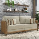 Ver imagem 2 de Sofá 3 Lugares Living 232cm Zoe K04 Veludo Bege/marrom - Mpozenato
