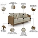 Ver imagem 3 de Sofá 3 Lugares Living 232cm Zoe K04 Veludo Bege/marrom - Mpozenato
