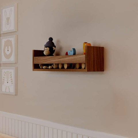 Prateleira Porta Brinquedo Freijó 60 X 12cm Suporte Invisivel