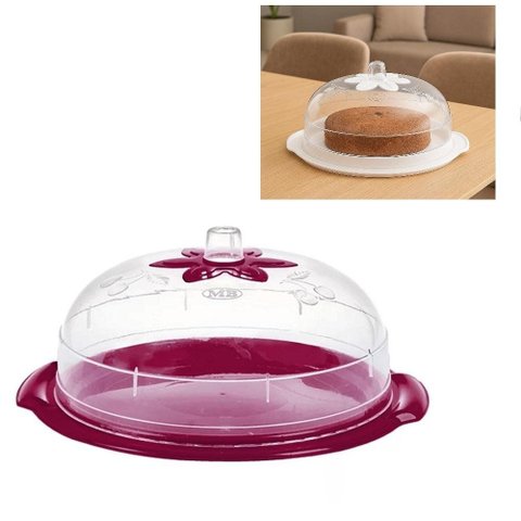 Boleira Porta Bolo 5 em 1 Cúpula Suporte Tampa Prato Pães Sobremesa Confeitaria Padaria B