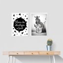 Ver imagem 2 de Kit 2 Quadros Engraçados Banheiro - Zebra 45x34cm - com Vidro:madeira Branca