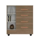 Ver imagem 4 de Guarda Roupa Casal 6 Portas e Cômoda 4 Gavetas 01 Porta Lite Carvalho Oak – Móveis Leão