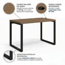 Ver imagem 4 de Escrivaninha Mesa para Escritório Industrial com Passa-Cabos 120x70cm Office Carvalho/Munique Marrom