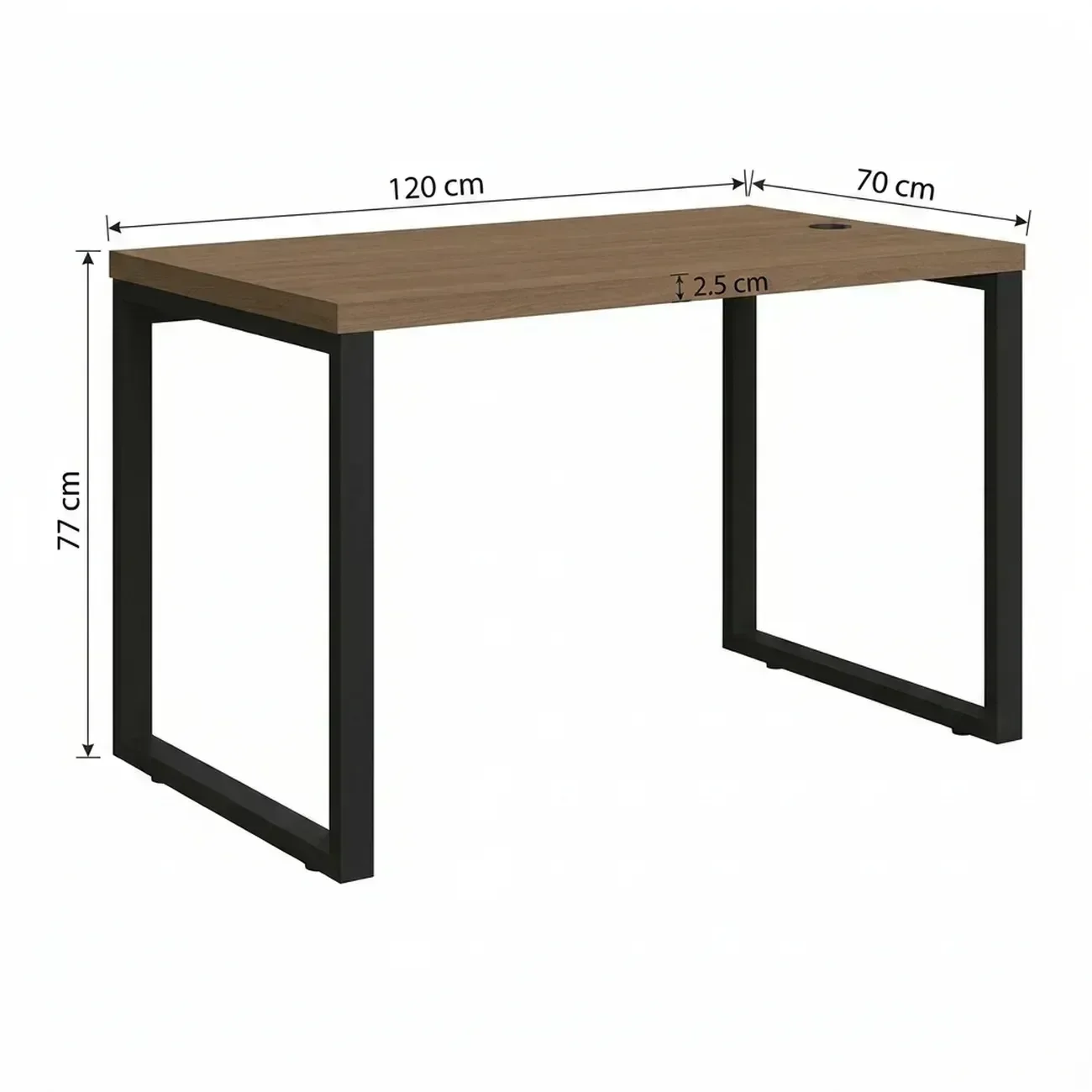 Ver imagem 3 de Escrivaninha Mesa para Escritório Industrial com Passa-Cabos 120x70cm Office Carvalho/Munique Marrom