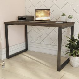 Escrivaninha Mesa para Escritório Industrial com Passa-Cabos 120x70cm Office Carvalho/Munique Marrom - 8 Escrivaninha Mesa para Escritório Industrial com Passa-Cabos 120x70cm Office Carvalho/Munique Marrom - 8