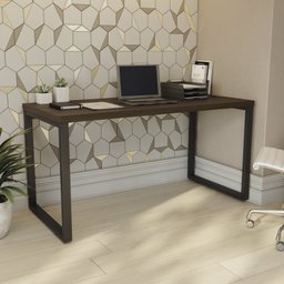 Escrivaninha Mesa para Escritório Industrial com Passa-Cabos 150x70cm Office Carvalho/Munique Marrom - 7 Escrivaninha Mesa para Escritório Industrial com Passa-Cabos 150x70cm Office Carvalho/Munique Marrom - 7