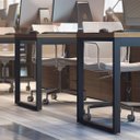 Ver imagem 6 de Escrivaninha Mesa para Escritório Industrial com Passa-Cabos 150x70cm Office Carvalho/Munique Marrom