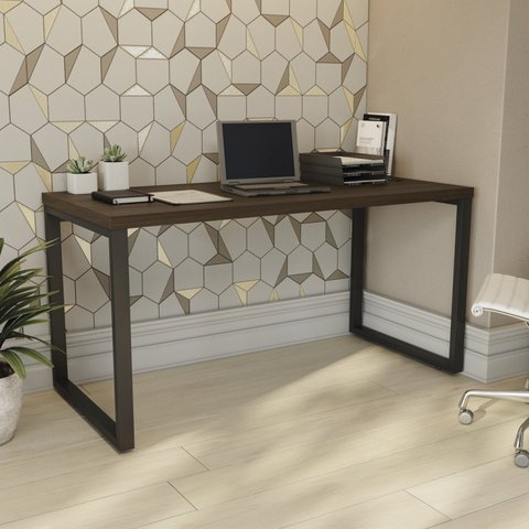 Escrivaninha Mesa Escritório Diretor Office 150cm Industrial Carvalho E Munique