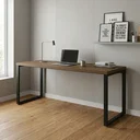 Ver imagem 1 de Escrivaninha Mesa para Escritório Industrial com Passa-Cabos 190x70cm Office Carvalho/Munique