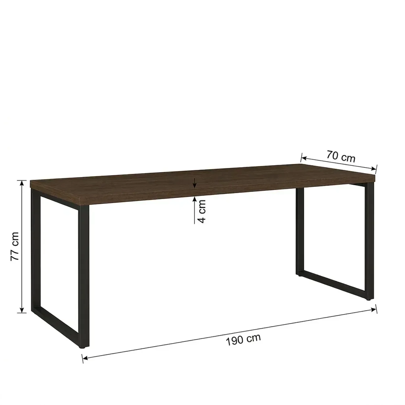 Ver imagem 3 de Escrivaninha Mesa para Escritório Industrial com Passa-Cabos 190x70cm Office Carvalho/Munique